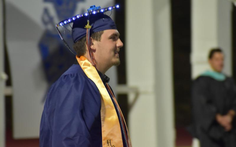 Robert Hulsey gets creative with a light-up cap. MATTHEW OSBORNE/Staff