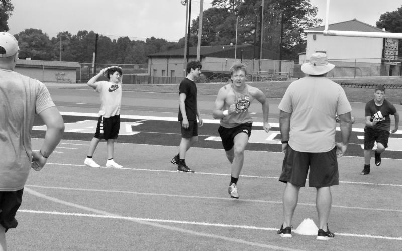 Jonathan Adams finishes a sprint during the conditioning portion of practice. ISAIAH SMITH/Staff