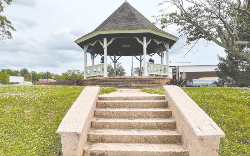 Proposed renovations at the  property containing the gazebo and KIA Memorial in Clarkesville have been on hold as the city and county still decide how to best  manage it. BRIAN WELLMEIER/Staff