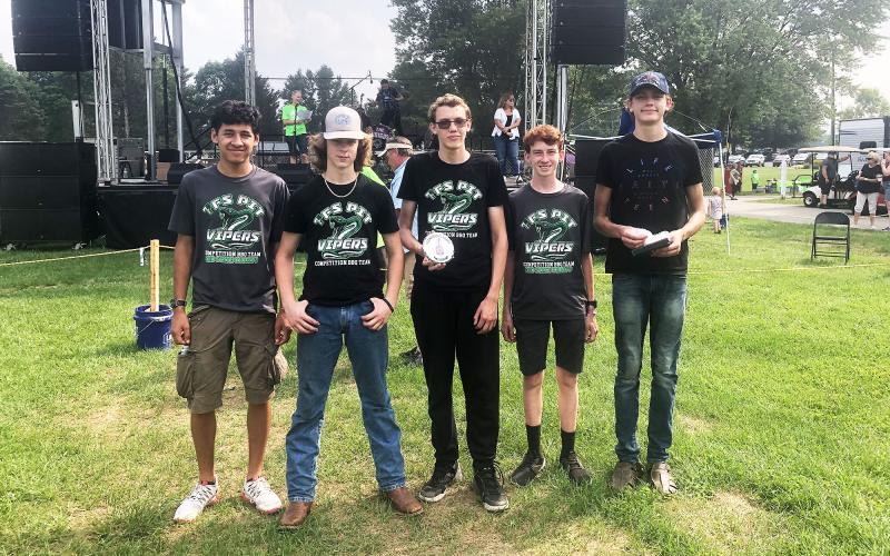 Traveling Pit Viper team members included sophomore Marc Crotta, freshman Zach Freeman, recent graduate Tyrus Tilley, sophomore Matthew Wolfe and freshman Teryk Tilley. Photo courtesy of Tallulah Falls School