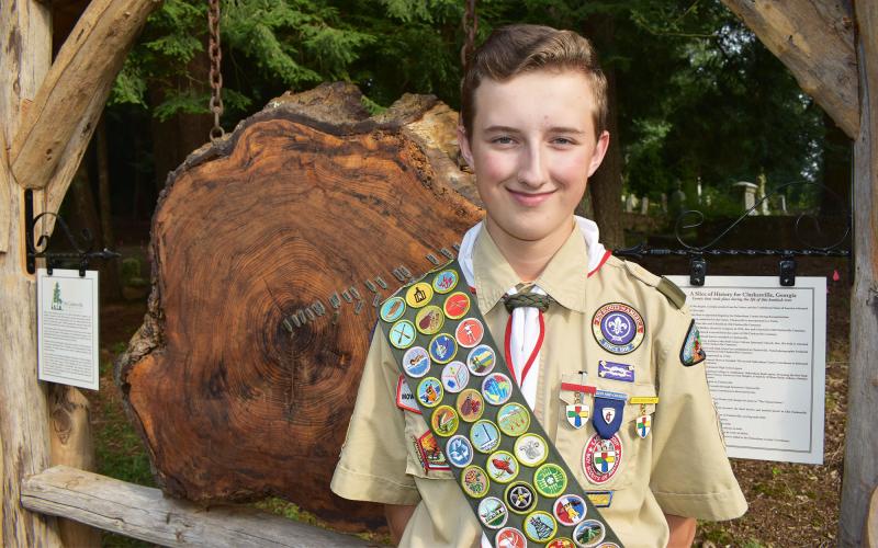 Joseph McGahee worked on the “Slice of History” project in Clarkesville as his Eagle Scout project. JAKE MCGAHEE/Submitted