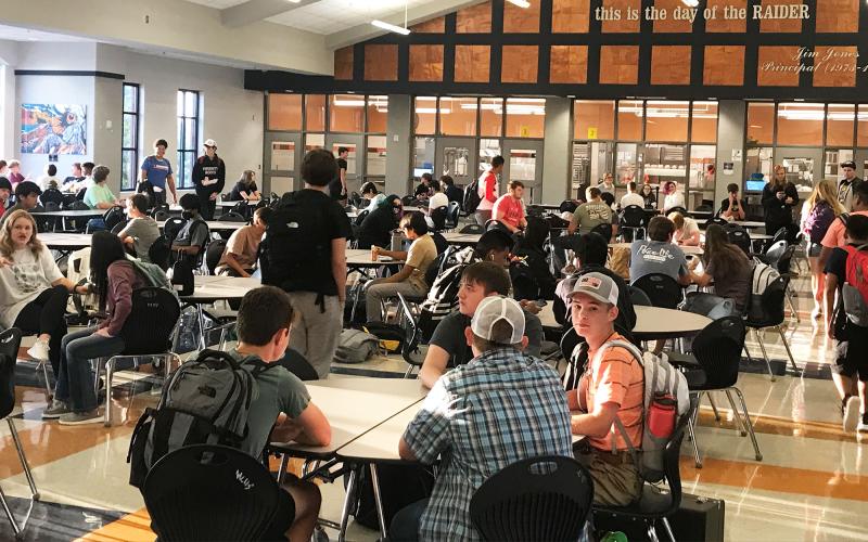 The cafeteria was full once again at breakfast time on the first day of school at Habersham Central High School, where students had to eat in shifts last year. MATTHEW OSBORNE/Staff