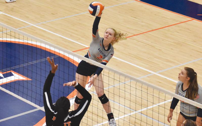 Habersham Central's Molly Butler goes for a kill during a game last season. FILE