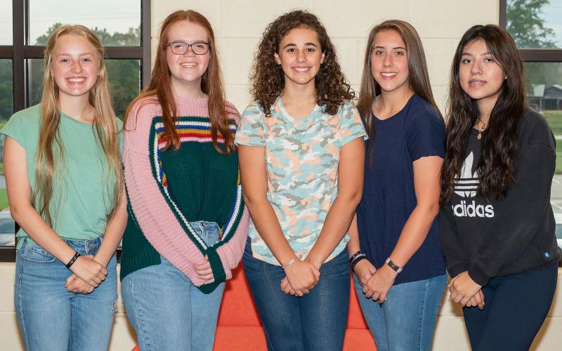Members of the 11th Grade Homecoming Court are (from left) Hailey Vieira, Jamie Gant, Kassidee Arrowood, Ryalie Acker and Jimena Aguilar. LORI GARY/Submitted