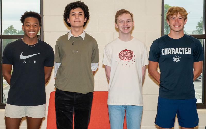 Members of the 12th Grade Boys Homecoming Court are (from left) Malachi Dooley, Juan Borge Osorio, Max Britton and Caleb Wade. Not pictured: Azzi Cervantes. LORI GARY/Submitted