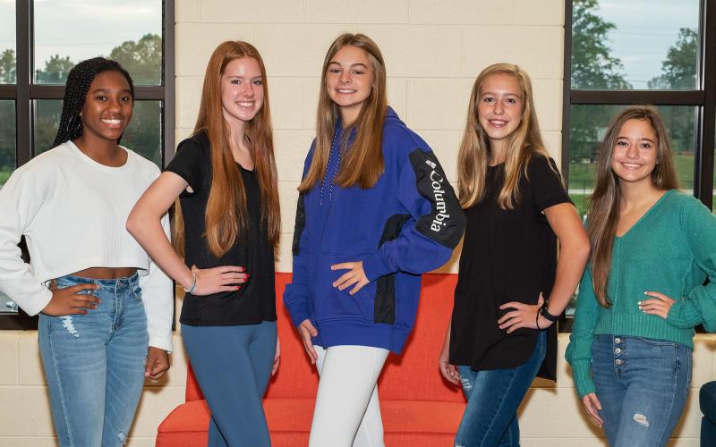 Members of the 10th Grade Homecoming Court are (from left) Amayah Dooley, Blair Vickery, Sophie Bramlett, Addison Banks and Georgia Kerr. LORI GARY/Submitted