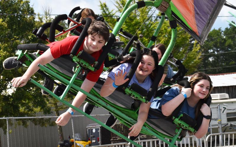 Some youngsters tried out the rides early Saturday.