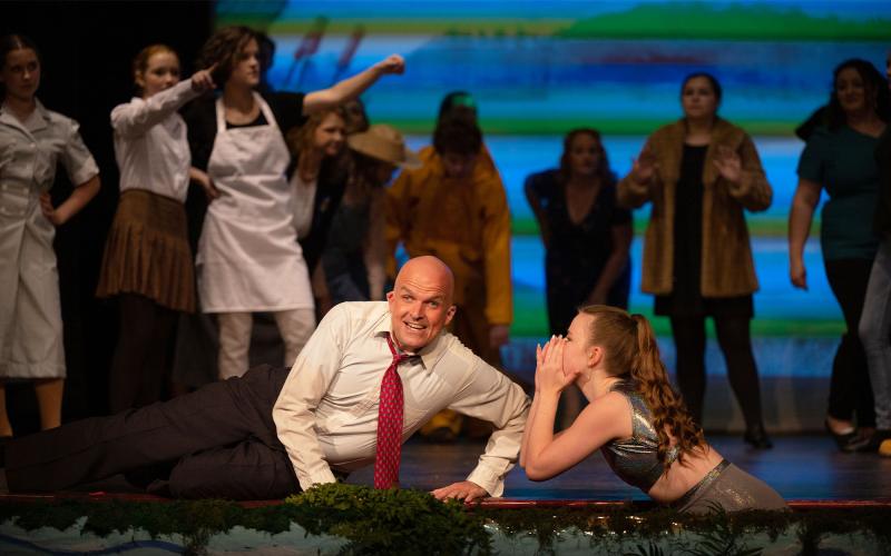 Girl in the Water (Madelyn Williams) whispering to Edward Bloom (Joel Morgan). ZACHARY TAYLOR/Submitted