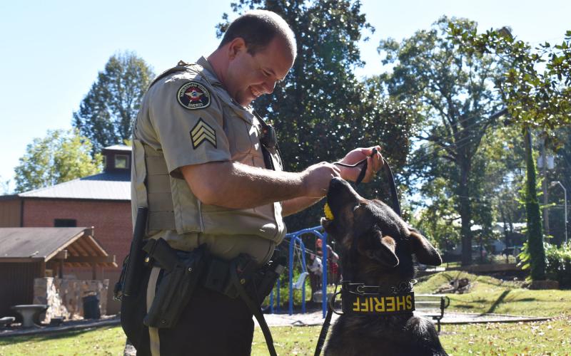 Habersham County Sheriff’s Sgt. Eugene Kemp and Roxy have formed a partnership for the last four years that has benefitted the county and the state. MATTHEW OSBORNE/Staff