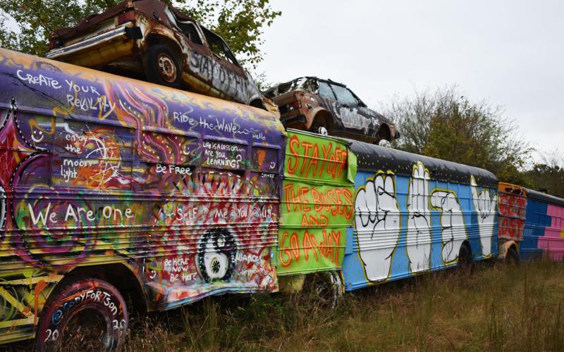 some of the buses have whole cars, half cars and other miscellaneous junk on top. MATTHEW OSBORNE/Staff