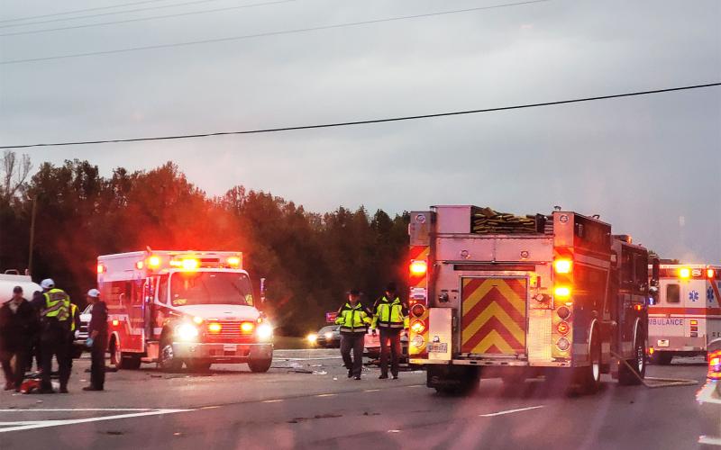 Responders work the scene of a deadly crash Friday on Highway 365 in Alto. CONNER HORN/Submitted