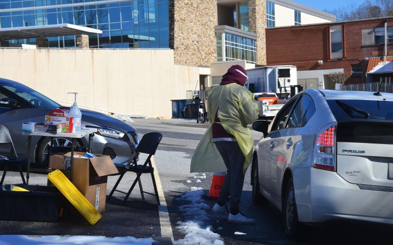 Snow and ice could not stop the COVID-19 testing site in the Habersham Medical Center  parking lot. BRIAN WELLMEIER/Staff