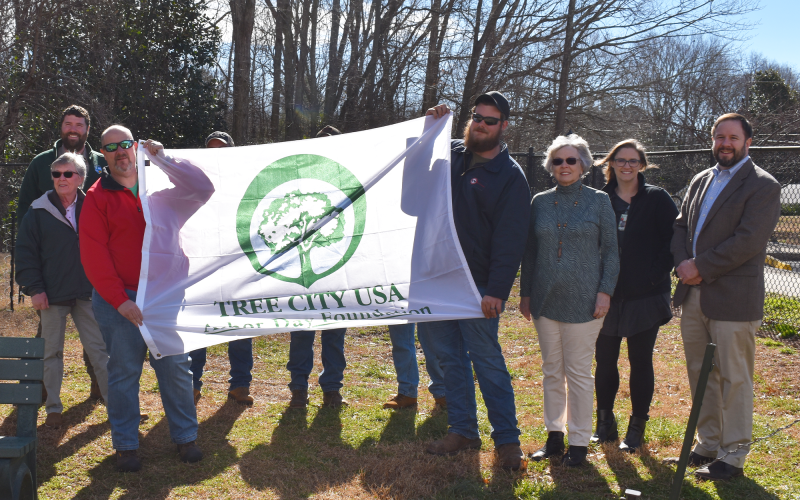 City officials celebrate 32 years as part of “Tree City USA” at Cornelia Bark Park. AMARIS E. RODRIGUEZ/Staff
