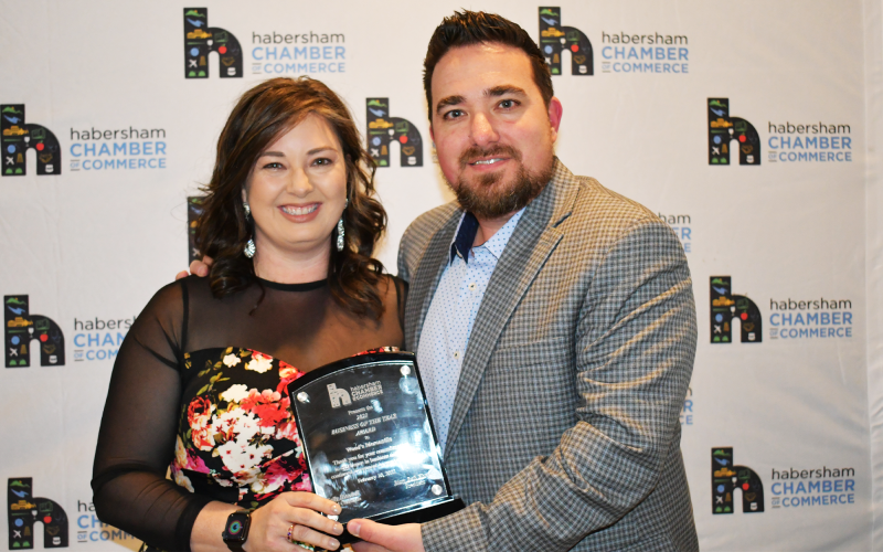 The Business of the Year award went to Wood’s Mercantile, represented by Melissa and Kevin Wood. BRIAN WELLMEIER/Staff