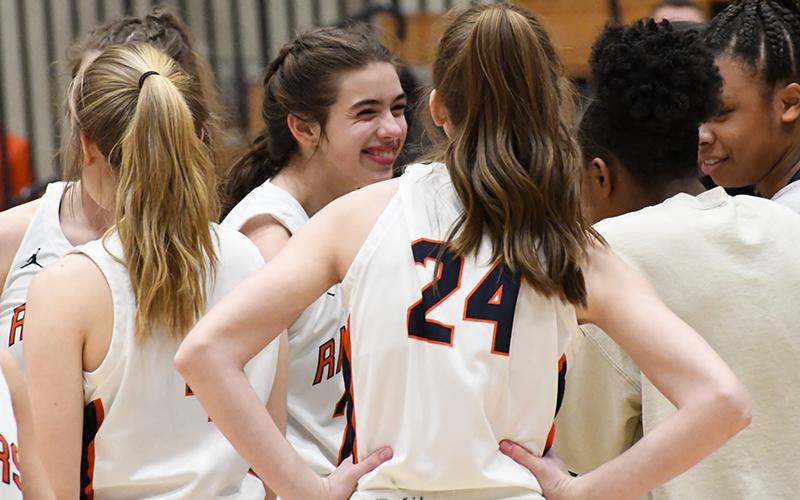 Kyia Barrett smiles as the Lady Raiders close in on a victory Wednesday. CODY ROGERS/Staff
