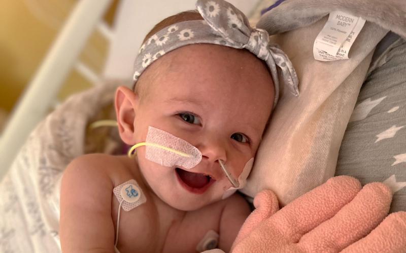 Little Halibell has had few moments to smile like this one last weekend, as she has battled health issues for most of her 6-month life so far. SABRINA MORALES/Submitted