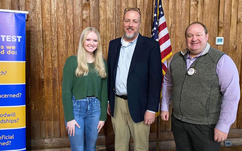 Habersham Central STAR Student Molly Butler and teacher Karl Mealor were recognized Thursday by Rotary President Spencer Carr. MARY BETH HORTON/Submitted