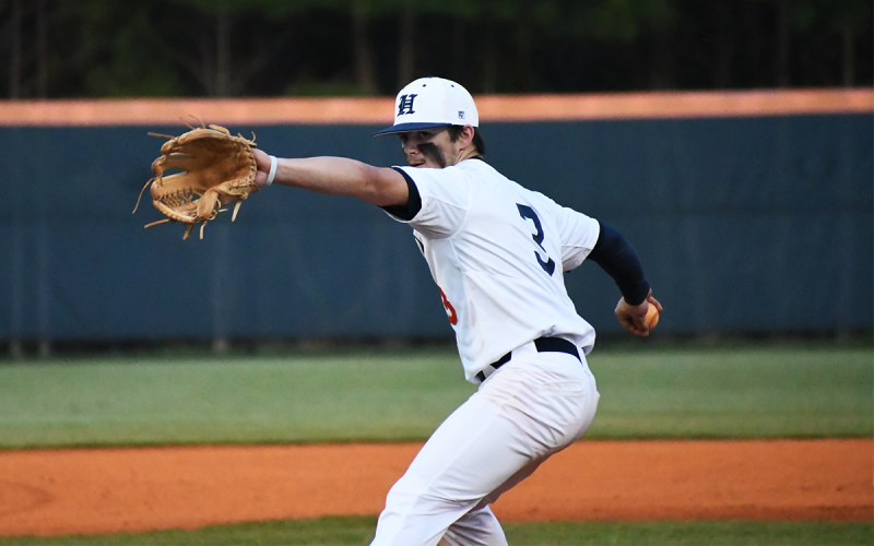 Mason Dawe threw six strong innings of one-run ball before struggling in the seventh inning in game two of the Raiders’ double-header. CODY ROGERS/Staff