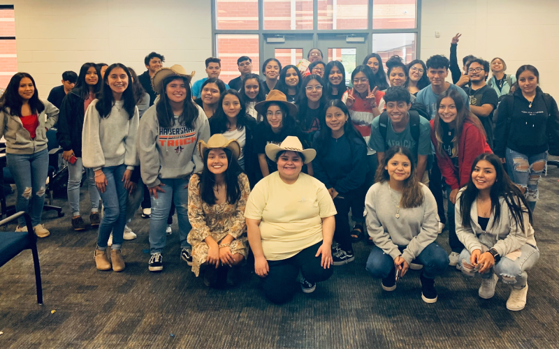 The Hispanic Organization Promoting Education chapter at Habersham Central High School gathers for a recent meeting. GULNUR PENDAZ/Submitted