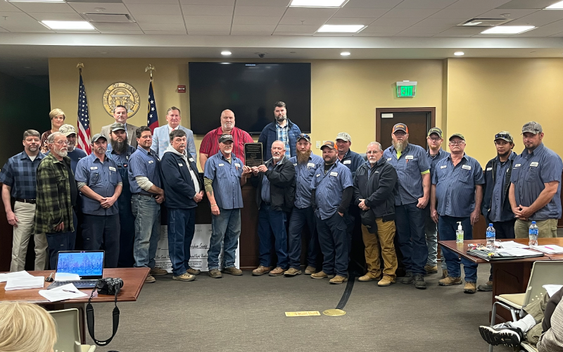 Habersham County honored its public works employees at the Feb. 21 meeting for their exemplary service during Winter Storm Izzy in January. MATTHEW OSBORNE/Staff