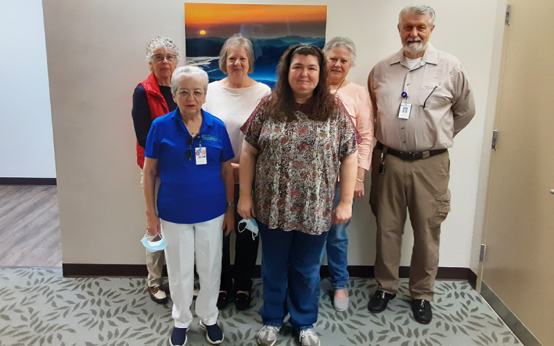 Habersham Medical Center volunteers include (front row, from left) Virgina Abbot and Ann Poston. Back row are (from left) Mary Smith, Beth Goss, Pam Higgins and Stan Walters. MATT MILES/Submitted