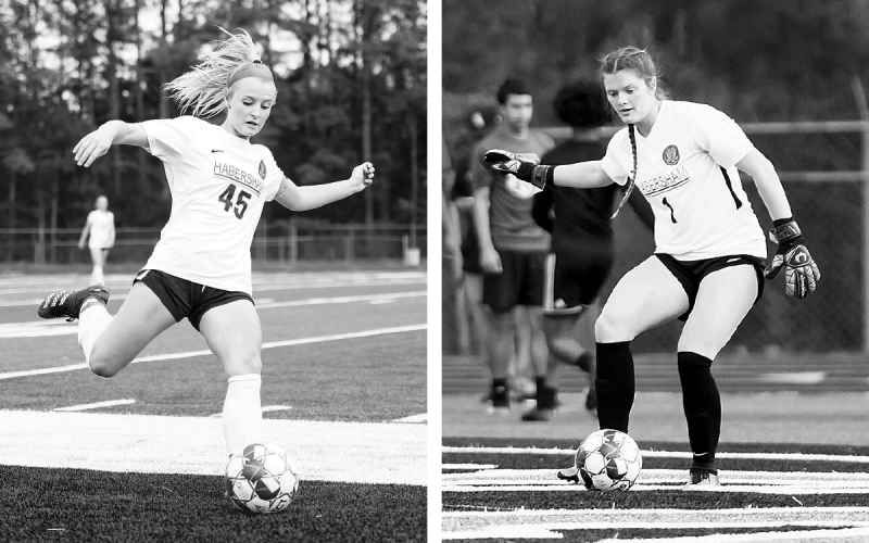 Breelyn Carroll (left) had two goals in regulation and converted in her only penalty kick attempt. Riley Wilson (right) came through in the clutch with two saves during penalty kicks. REAGAN TURNER/Special