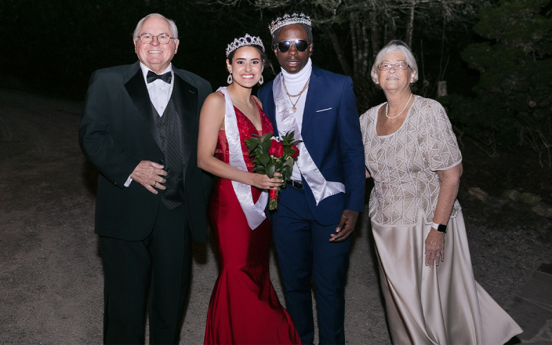 Shown (from left) are Tallulah Falls School President and Head of School Dr. Larry A. Peevy, Prom Queen Evette  Corwin of Mt. Airy, Prom King Joel Miller of The Bahamas and TFS Board of Trustees Chairwoman Gail Cantrell. BROOKE GRAGG/Artistic Images