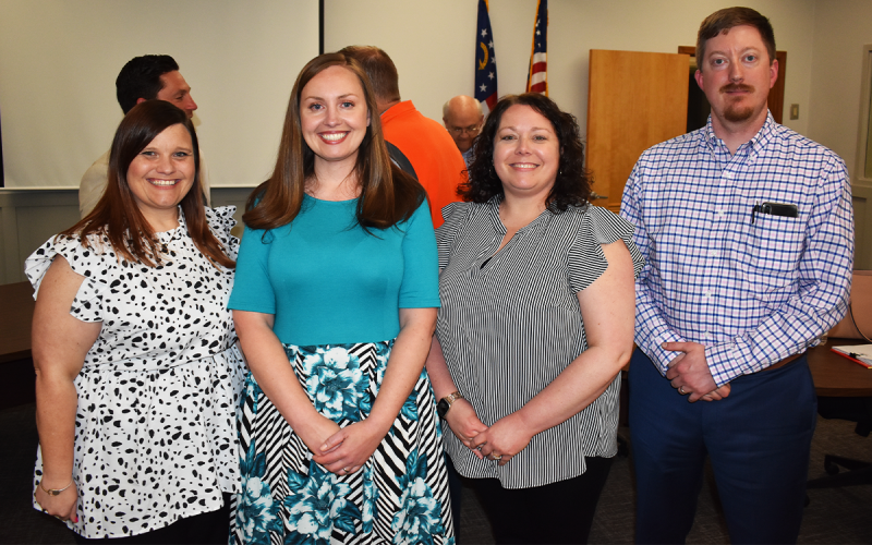 Four Habersham County Schools will have new assistant principals for the 2022-2023 school year as the board approved of the personnel recommendations during their monthly board meeting. From left are Sandy Todd, Jennifer Adams, Stacy Chambers, and Bradley Johnson. AMARIS E. RODRIGUEZ/Staff