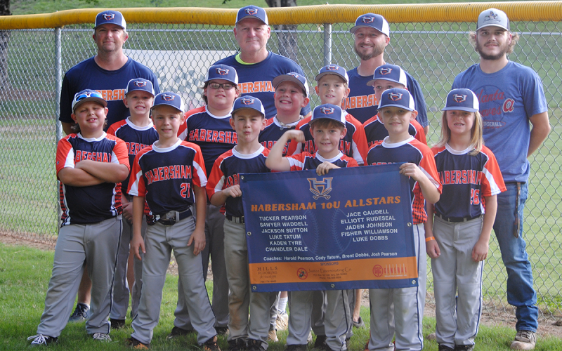 Members of Habersham County Recreation’s 10U baseball all-stars for 2022 are (front row, from left) Sawyer Waddell, Elliott Rudeseal, Jace Caudell, Tucker Pearson, Fisher Williamson and Luke Tatum. Second row are (from left) Chandler Dale, Jaden Johnson, Kaden Tyre, Luke Dobbs and Jackson Sutton. Third row are (from left) coaches Brent Dobbs, Harold Pearson, Cody Tatum and Josh Pearson. GRANT GUNTER/Submitted