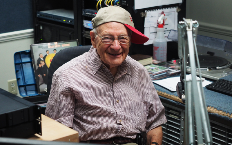Billy Burrell, with his cap on sideways, poses in the WCON studio in 2015. Burrell liked to joke and “cut up” with fellow announcer, Kevin Croom. Burrell touched many lives through his decades on the radio in Habersham County. KEVIN CROOM/Submitted