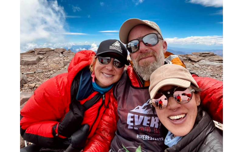 Josh Garrison and two fellow mountaineers pose for a photo on Aconcagua. JOSH GARRISON/Submitted