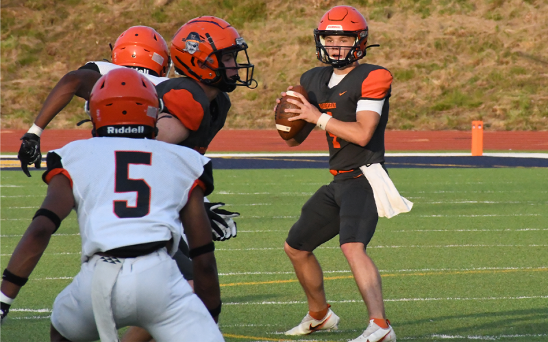 Habersham Central Carson Parker got the bulk of the work under center at the 7-on-7 tournament at the University of Georgia this week. MATTHEW OSBORNE/Staff