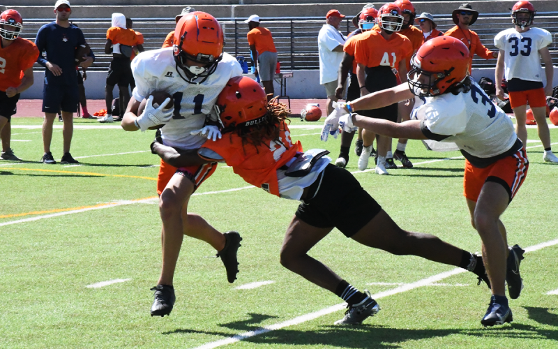 MIchael Hill makes a grab over the middle before the Hart County defender could arrive. MATTHEW OSBORNE/Staff