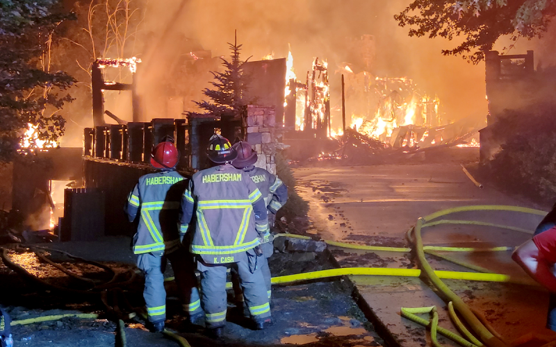 Habersham County firefighters were called in Monday night to assist with a major house fire in Rabun County. MEGAN BROOME/CNI News Service