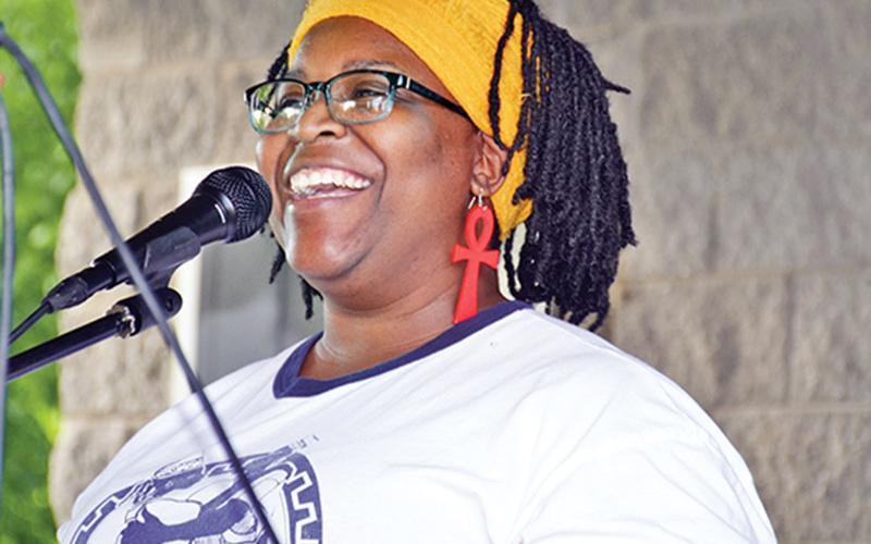 Community leader Portia Burns  speaks at the 2020 Juneteenth event  in Cornelia. FILE