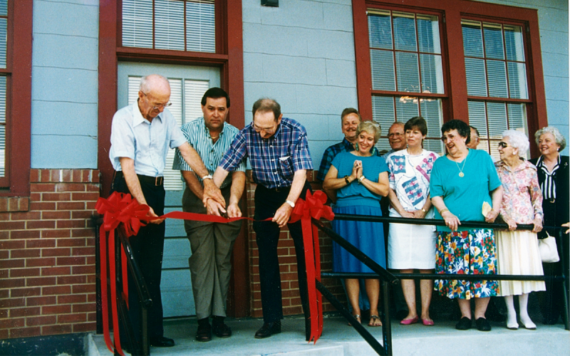 In this photo from July 1993, from the left, Ernest B. Snyder Sr., Buck Snyder and Joe Poole cut the ribbon for the Cornelia Depot after a renovation completed then. According to an article in The Northeast Georgian at the time, the elder Snyder was a retired Southern Railroad conductor and Poole was the last permanent depot agent in Cornelia. Buck Snyder served as chairman of the Cornelia Depot Association. SUBMITTED