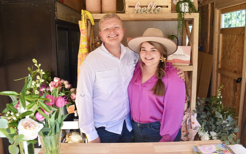 Marcia and her husband Noah have worked together to get her workspace for Refined Floral Co. up and running. The couple hopes to create a functional space that would allow the company to continue to grow until a brick-and-mortar location is secured. AMARIS E. RODRIGUEZ/Staff