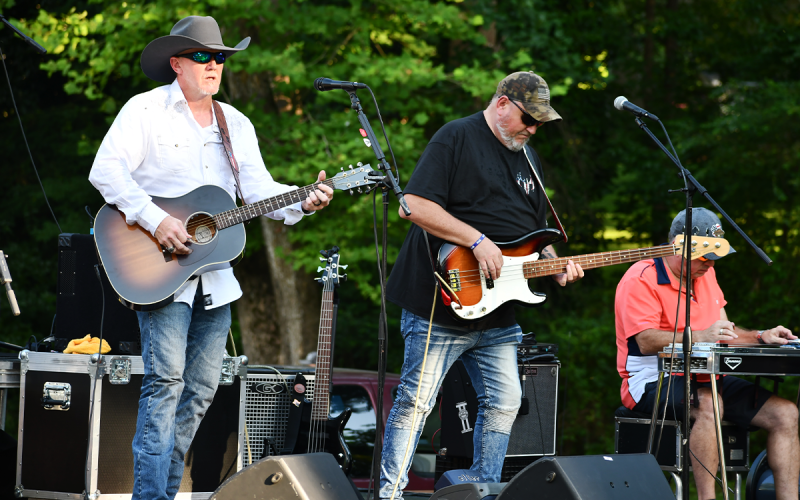 Gregg Erwin and 200 Proof rocked the stage to kick off the evening portion of the festivities in Demorest Springs Park on Monday night. MATTHEW OSBORNE/Staff