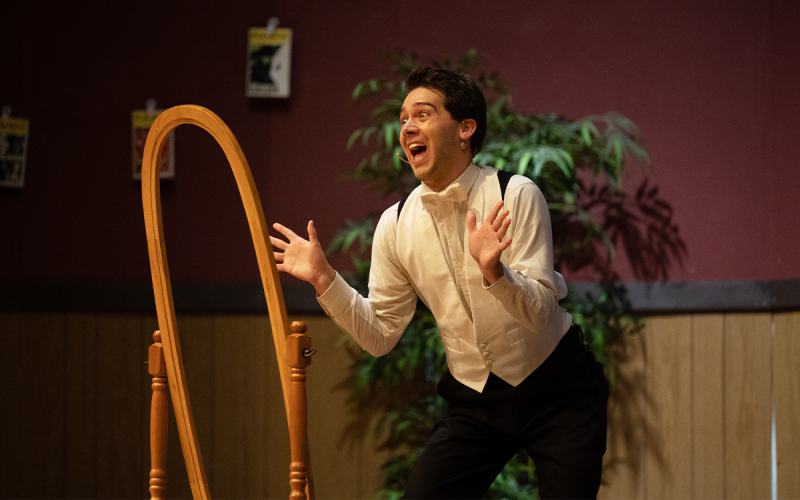 Robert Martin, played by  Rylan Pugh, pokes fun at himself in the mirror. ZACH TAYLOR/Special