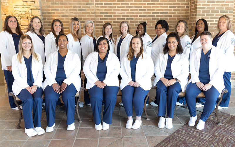 Currahee Practical Nursing students pictured are (front left to right): Madelyne Simpson; Raneshia Brown; Tamara Gober; Jenna Isbell; Angel Beck; Lauren Isbell; (back left to right) Jessica Bray; Jessica Rider; Alisha Colbert; Alexis Castaneda; Kaitlyn Clark; Allyson Carroll; Gracyn Stewart; Cassandra Isom; Tammy Long; Ashley Warden; Angela Merritt; and Darlene Williams. AMY HULSEY/Submitted