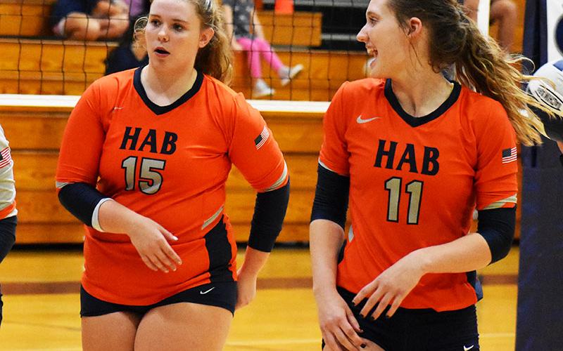 Abbey Donaldson (left) and Allie Church hope to help the Lady Raiders stay unbeaten with two matches Thursday night at home.
