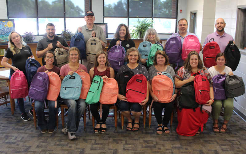 The Habersham County Sheriff’s Office donated over 200 backpacks filled with school supplies to schools. AMARIS E. RODRIGUEZ/Staff