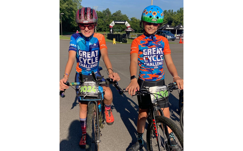 Siblings Levi and Hope are shown representing Great Cycle Challenge at Chainbuster Racing on Aug. 3. SUBMITTED