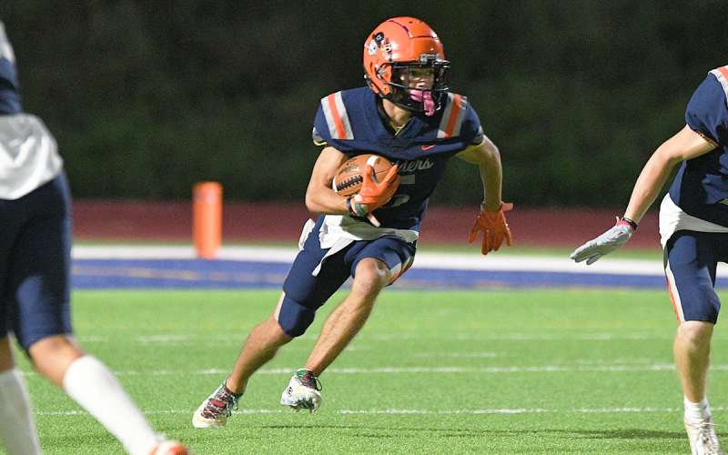Habersham Central’s Zeke Whittington had few times where he had open space in which to run with plenty of attention from Central Gwinnett defenders during the game. The sophomore still pulled down 12 catches. TOM ASKEW/Special