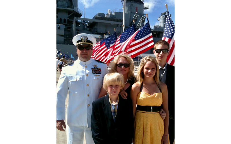 CWO4 Navy SEAL Richard (Billy) Lumpkin (Ret.), is joined at his retirement celebration by son Tanner Lumpkin, daughter Madi Lumpkin, wife Tonya Lumpkin and son Austin Lumpkin. TONYA LUMPKIN/Submitted
