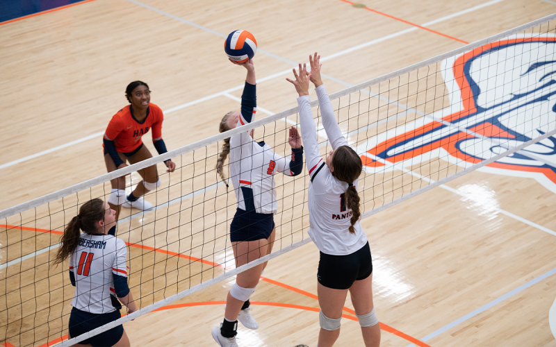 Habersham Central’s Landrey Pike tips the ball over Jackson County’s front row after a block from Allie Church. ZACH TAYLOR/Special