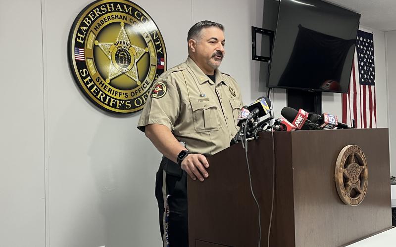 Habersham County  Sheriff’s Chief Deputy Col. Murray Kogod speaks to the media at a news conference Sept. 30. MATTHEW OSBORNE/Staff