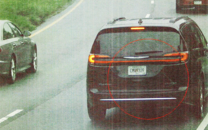 This photo from the Tallulah Falls school zone camera shows Deborrah Collier’s rental car on Sept. 10. HABERSHAM COUNTY SHERIFF