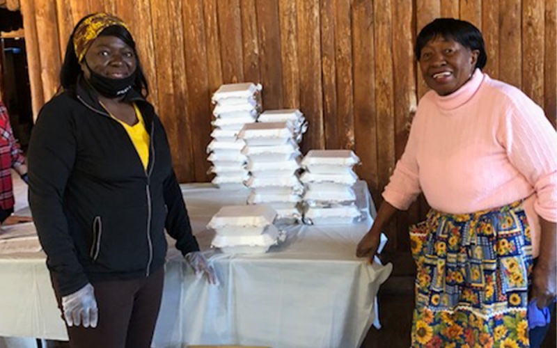 Sabrina Dorsey Moss and Betty Jenkins serve at a previous Community Thanksgiving Dinner. This year’s Community Thanksgiving Dinner will be held at the Cornelia Community House on Thanksgiving Day, Thursday, Nov. 24, 11:30 a.m. until about 3:30 p.m. SUBMITTED