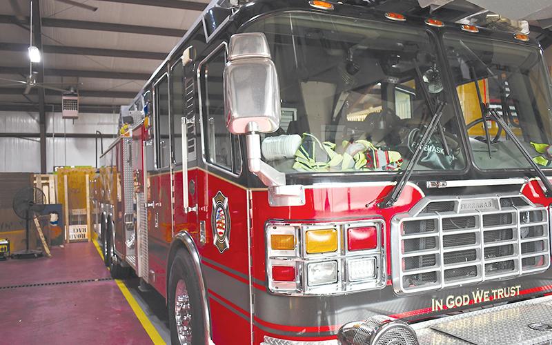 Baldwin’s current fire engine is shown. The city plans to pick up a new quick response truck as soon as this weekend.